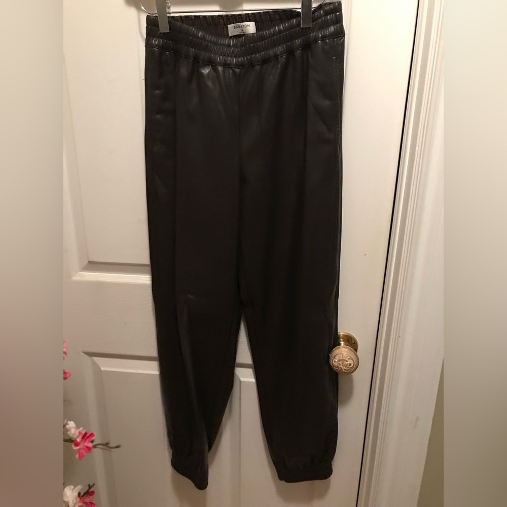 Babaton Dark Brown Vegan Leather Jogger